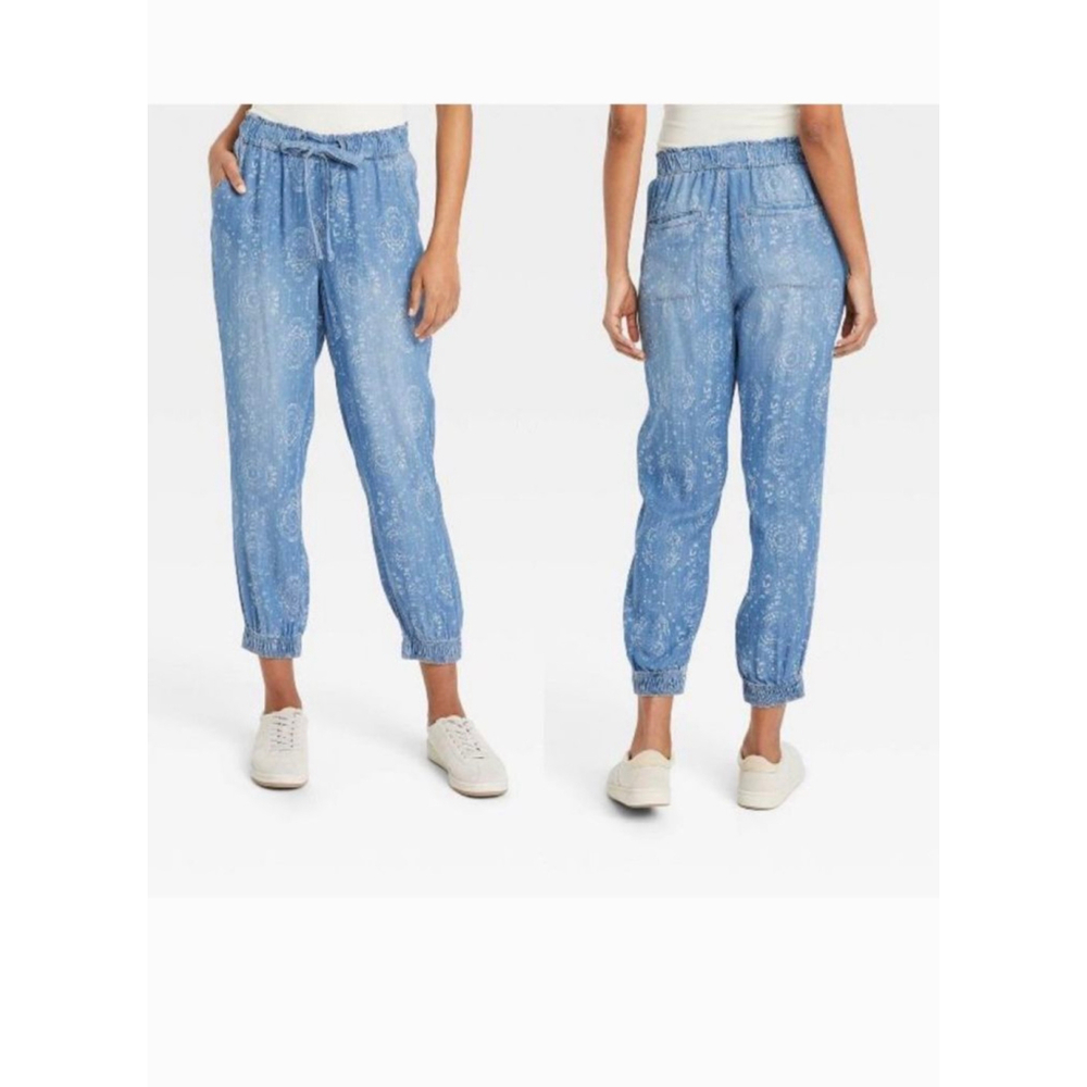 Knox Rose Size XXL chambray Blue jogger drawstring relaxed fit pants - Picture 2 of 6